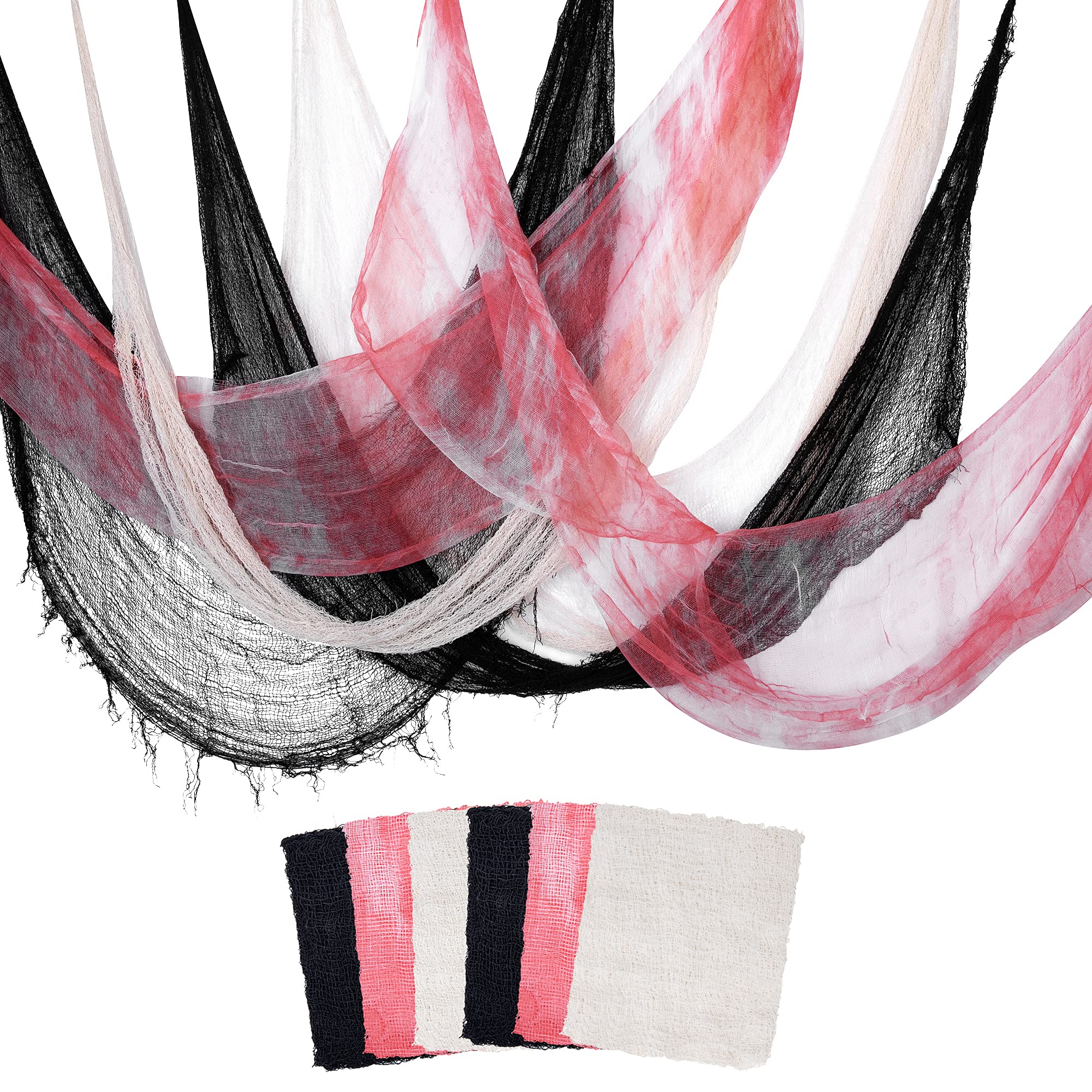 Alpurple 6 PCS Halloween Creepy Cloth-3 Colors Scary Spooky Cloth Creepy Gauze-30 x 72 Inch Freaky Loose Weave Creepy Cloth Fabric Scary Spooky for Halloween Party Doorways Outdoors Decoration