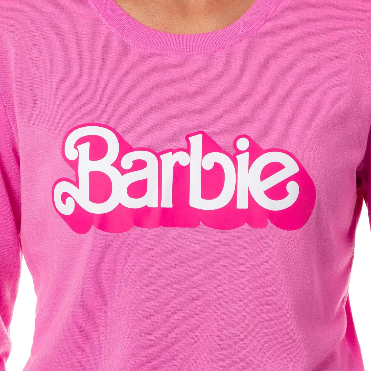 INTIMO Barbie Women's Classic Retro Logo 2-Piece Long Sleeve Sleepwear Jogger Pajama Set Loungewear - Image 2