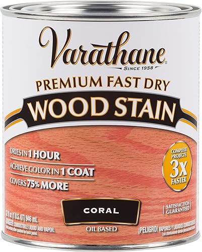 Vista 83 de Rust-Oleum Varathane 307414 - Tinte de madera prémium de secado rápido, cuarto de galón, rojo granero