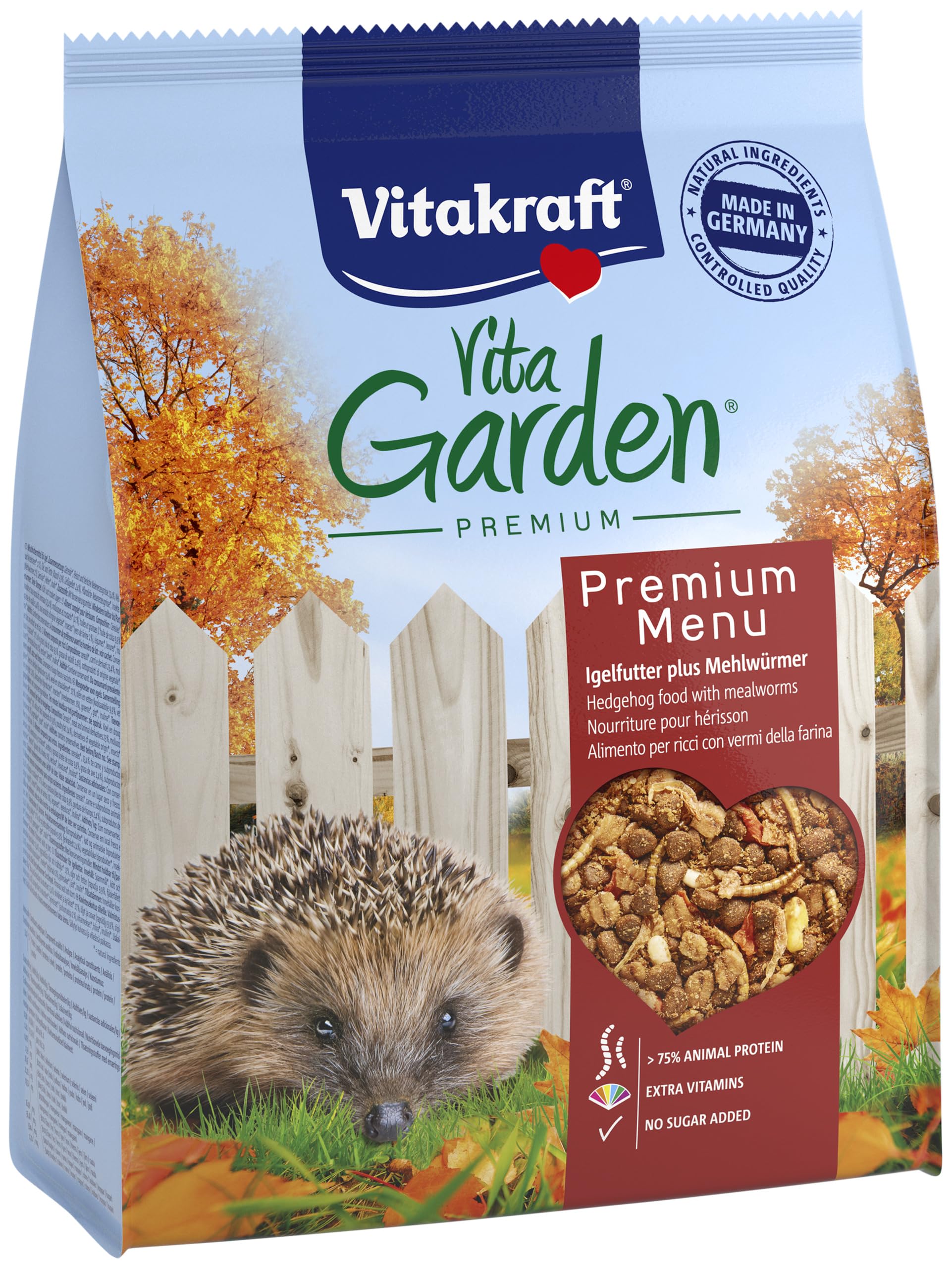 Vitakraft Vita Garden, Trockenfutter für Igel, für hilfsbedürftige Igel, mit Insekten, hoher Proteinanteil (1x 2,5kg)