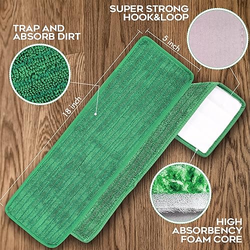 Miniatura 3 de Matthew - 36 almohadillas de repuesto para mopa de microfibra de 18 pulgadas para suelos húmedos y secos, multisuperficie, reutilizables, repuestos
