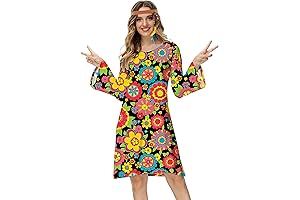 Women's 70s Hippie Costume Retro Go Go Groovy Dress