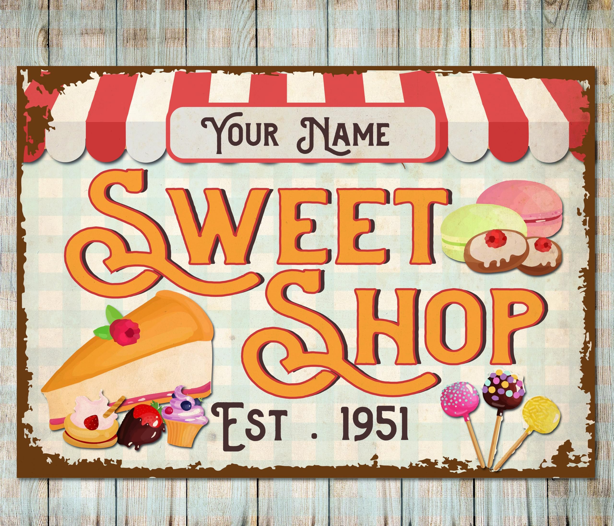 My Pixel Print Metal Personalised Sweet Shop Signs Wall Indoor/Outdoor Decor Plaque