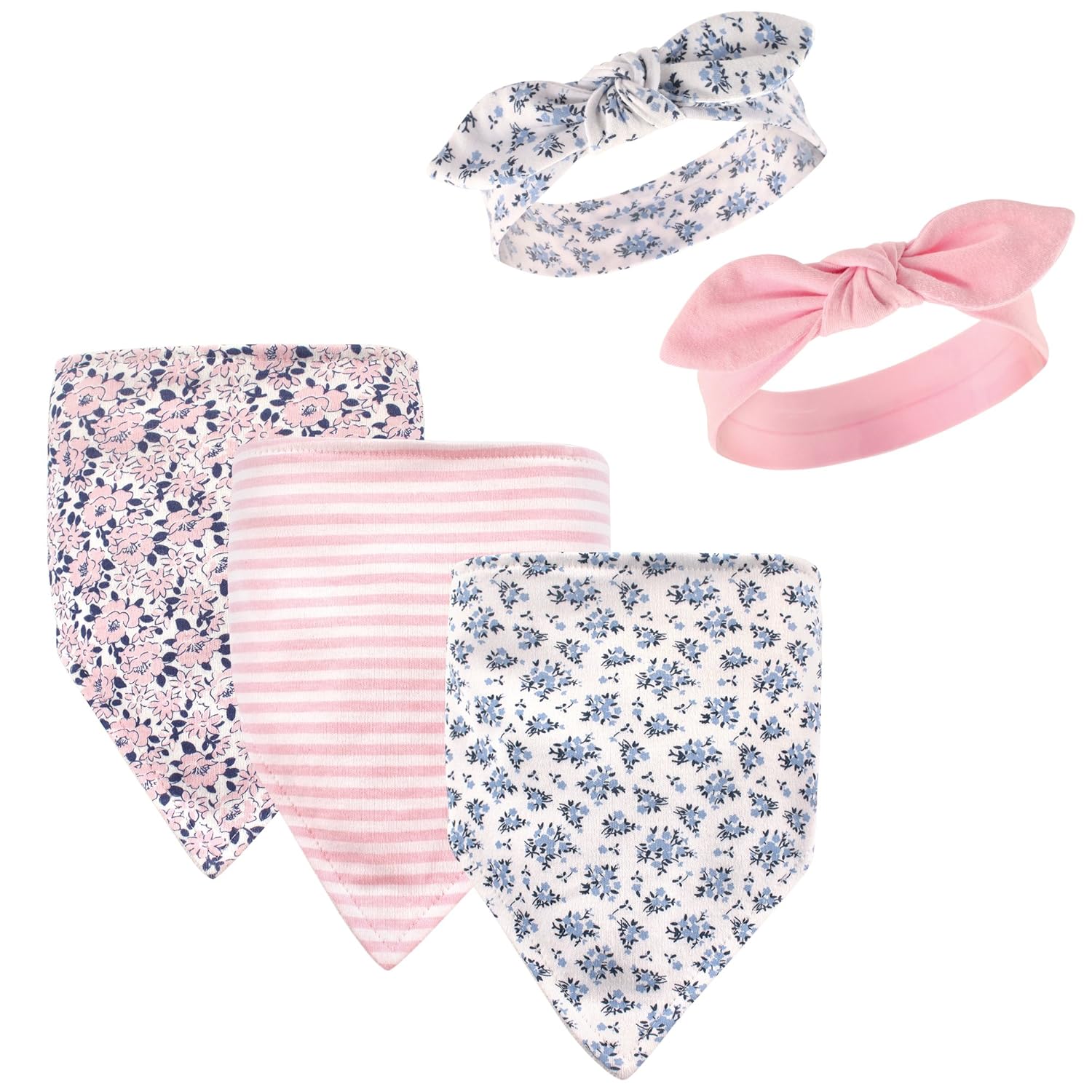 Hudson Baby Unisex Baby Cotton Bib and Headband Set, Classic Floral, One Size : Baby