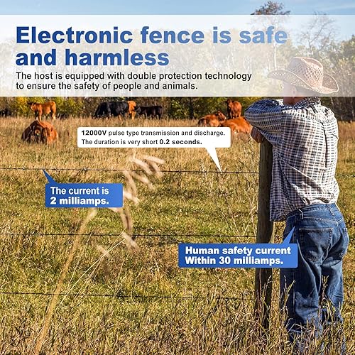 Miniatura 4 de Cargador eléctrico para valla de 6 millas, 8-12 KV 2 julios de salida de alta potencia, pantalla LED, valla eléctrica eléctrica múltiple de CA CC