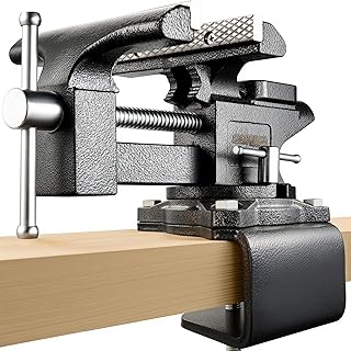 Bench Vise 6", Vice for Workbench with Heavy Duty Forged Steel Construction, Built-in Pipe Jaw and Swivel Base, Table Vise for Woodworking, Home Workshop Use and DIY Job