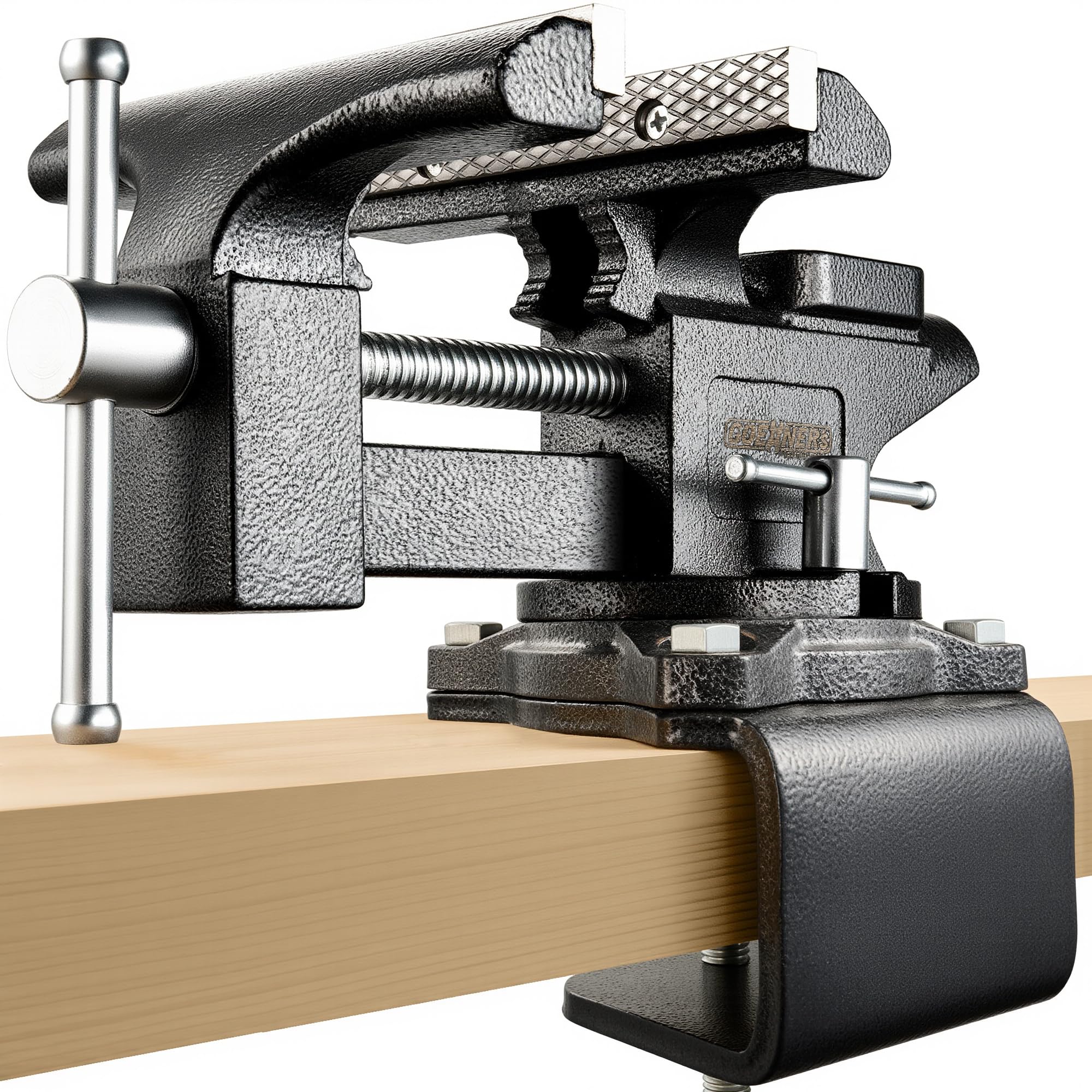 Bench Vise 6", Vice for Workbench with Heavy Duty Forged Steel Construction, Built-in Pipe Jaw and Swivel Base, Table Vise for Woodworking, Home Workshop Use and DIY Job