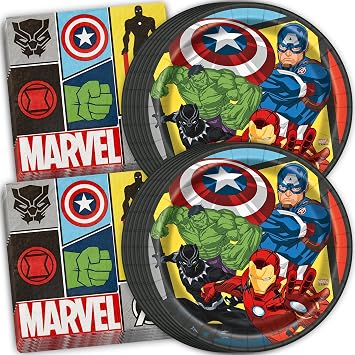 Marvel Avengers Birthday Decorations - Plates and Napkins 16-Pack