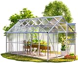 GARDEBRUK® Serre de Jardin en Aluminium et Polycarbonate sans Fondation 7,2m² 380x190cm 4 lucarnes Serre extérieure Structure Stable Serre Potager Tomate - 1