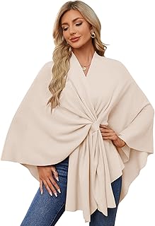 Women's Elegant Shawl Wraps Soft Open Front Poncho Sweater for Spring Fall Winter