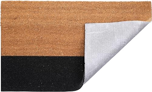Miniatura 5 de Fab Habitat Tapete moderno antideslizante, duradero, fino, fibra de coco natural y goma, entrada, puerta delantera, porche, patio, cinturón negro,