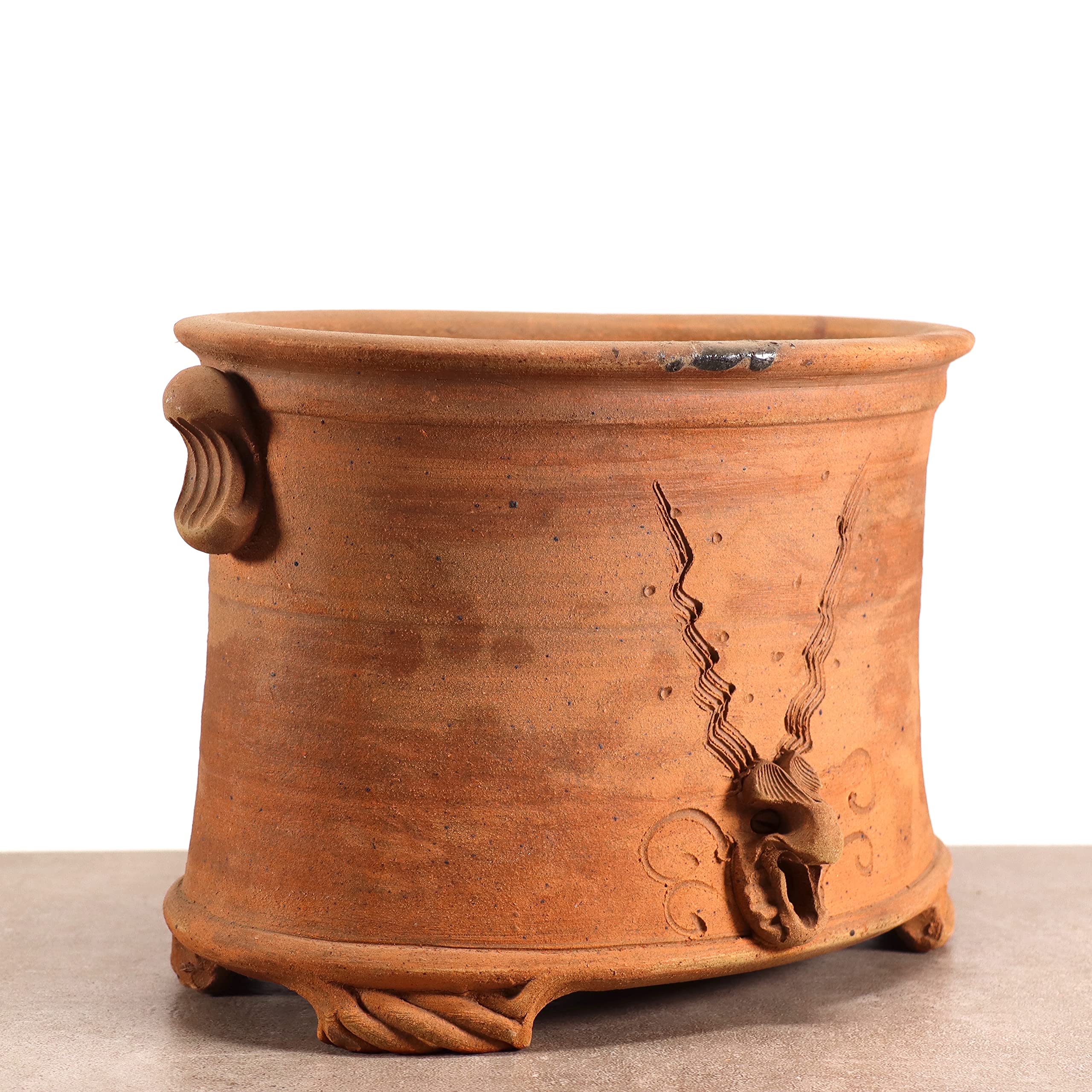Palatina Werkstatt Vaso ovale in terracotta, realizzato a mano, per balcone, giardino, terrazza, (L)