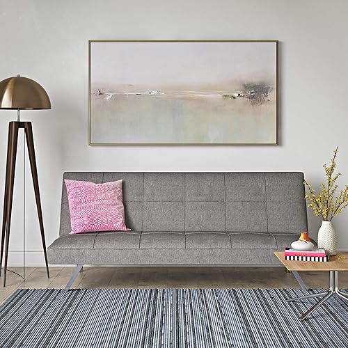 EUGI Futon Sofa BedModern Convertible Folding Futon Sofa Bed for Compact Living Space Apartment DormRemovable Armrests Metal Legs 2 Cupholders Black