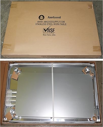 Miniatura 7 de AmGood - Mesa de preparación y trabajo de acero inoxidable, estante inferior, isla de cocina, banco de servicio para lavandería y garaje