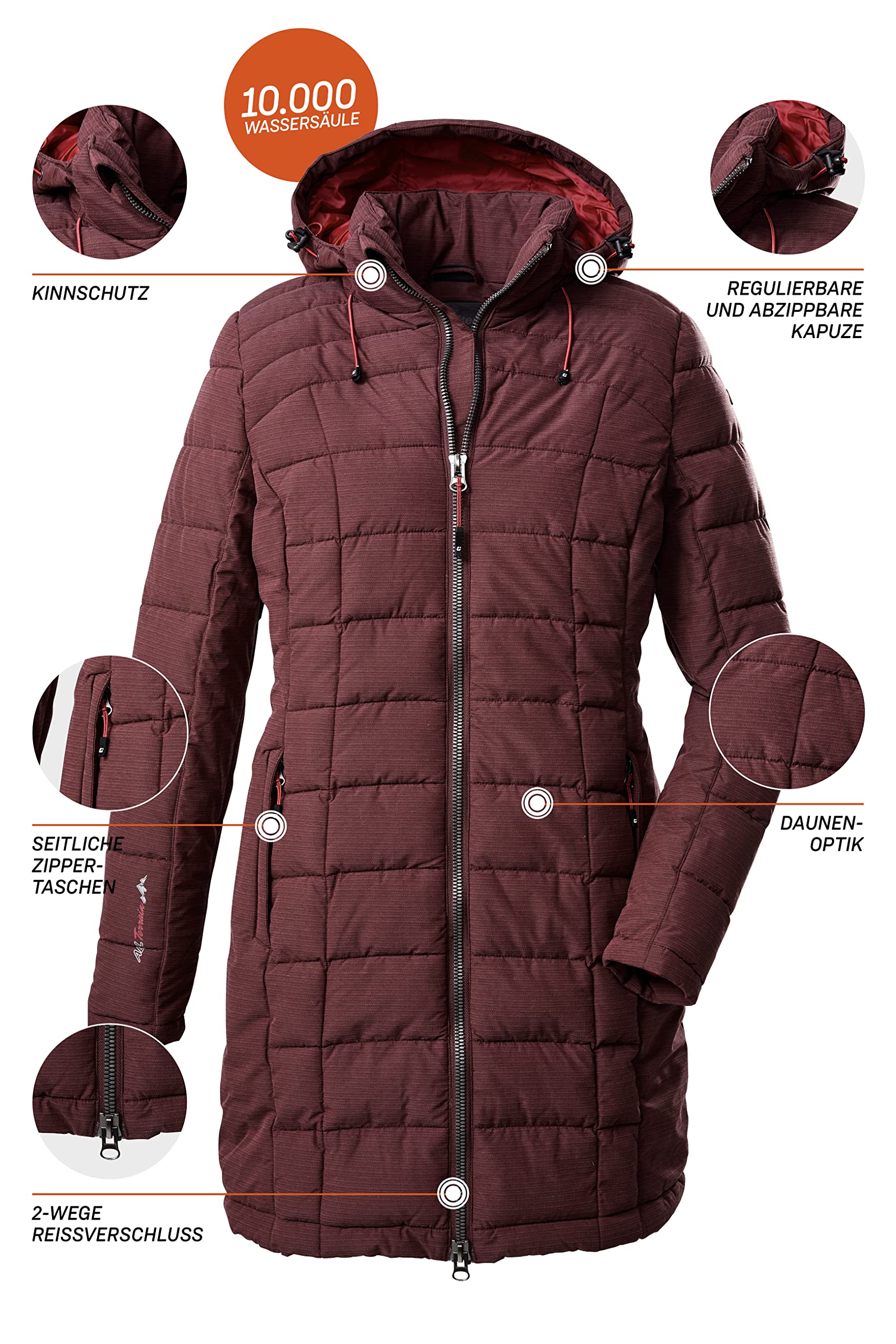 Killtec Damen Skane Wmn Quilted Prk Parka In Daunenoptik Mit Abzippbarer Kapuze