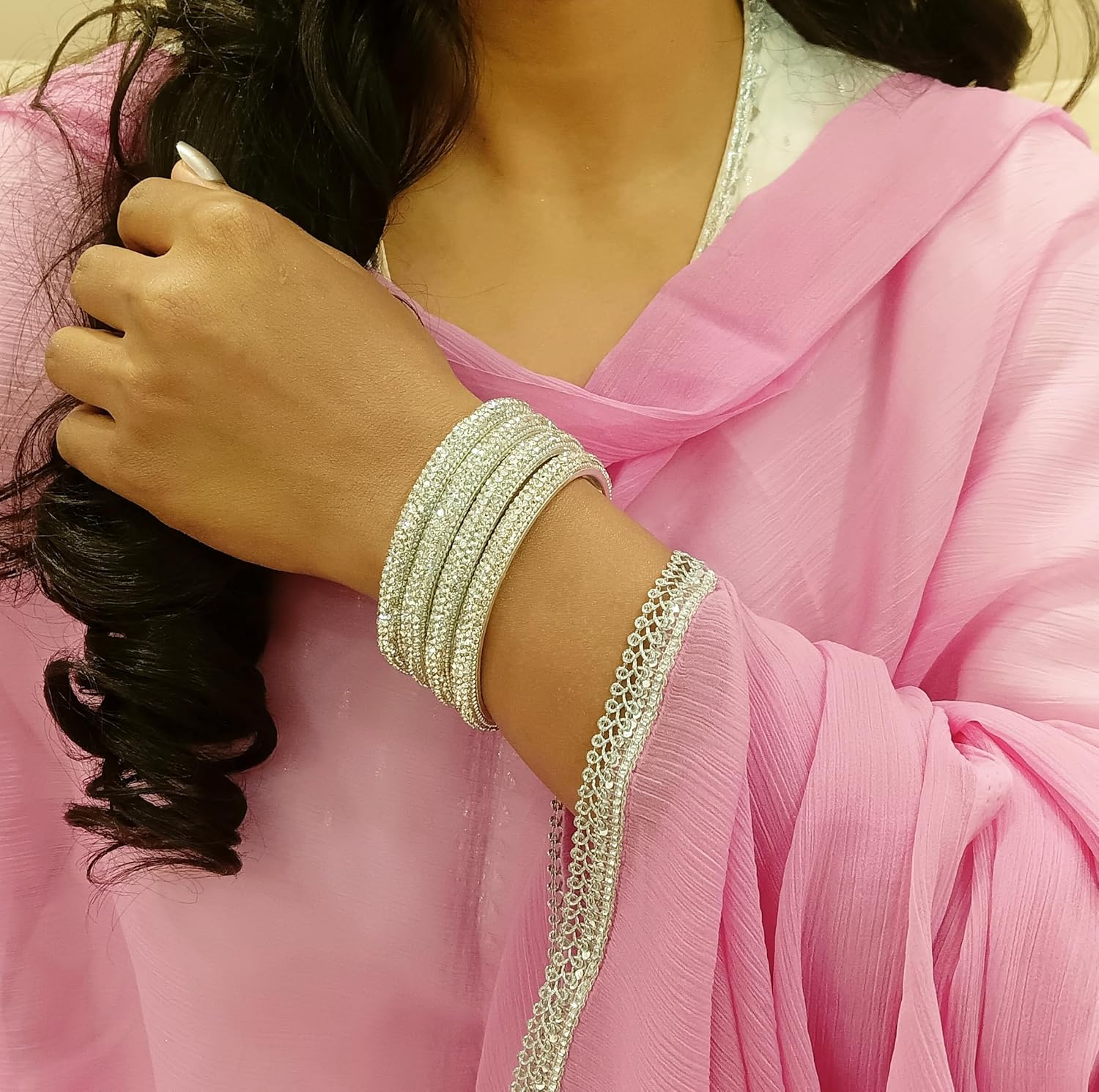 Efulgenz Crystal Bangles for Women Indian Rhinestone Bracelet Bangle Set Stone Bangles Wedding Bridal Bracelet Jewellery Bollywood Bangle Set - Image 4