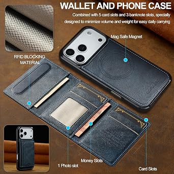 for iPhone 18 Pro/iPhone 17 Pro Wallet Case, Blue