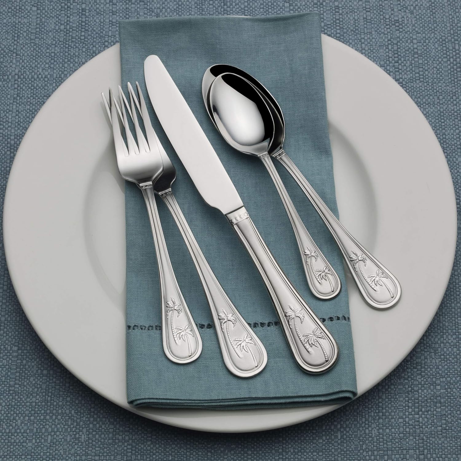 Towle Everyday Palm Breeze Flatware Service for 4, 20 Piece Set, 18/0 Stainless Steel, Silverware Set
