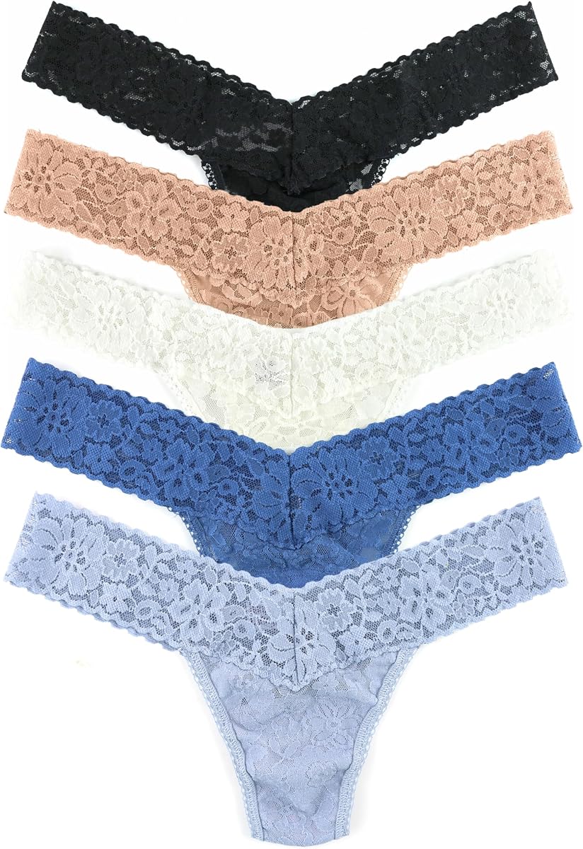 hanky panky - Tangas de tiro bajo con encaje diario para mujer | Ropa Interior De Encaje, Bragas Cómodas | Talla única (2-12) | paquete de 5