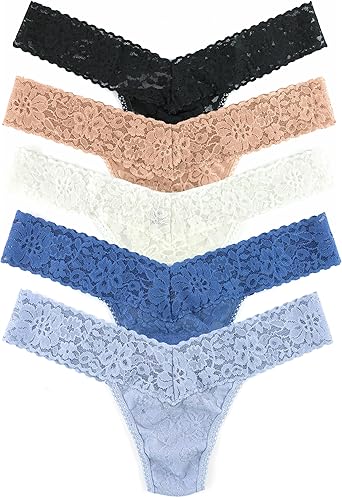hanky panky - Daily Lace Low Rise Thongs for Women | Lace Underwear, Comfortable Panties | One Size 2-12 | 5 pack