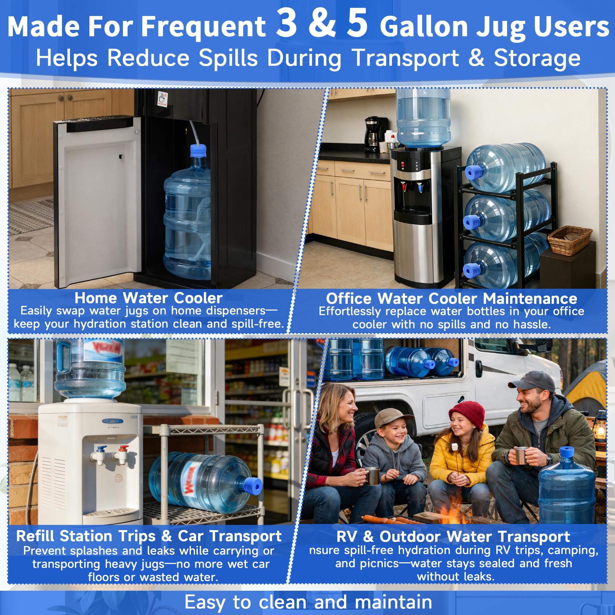 5 Gallon Water Jug Caps - Spill-Proof Replacement -5