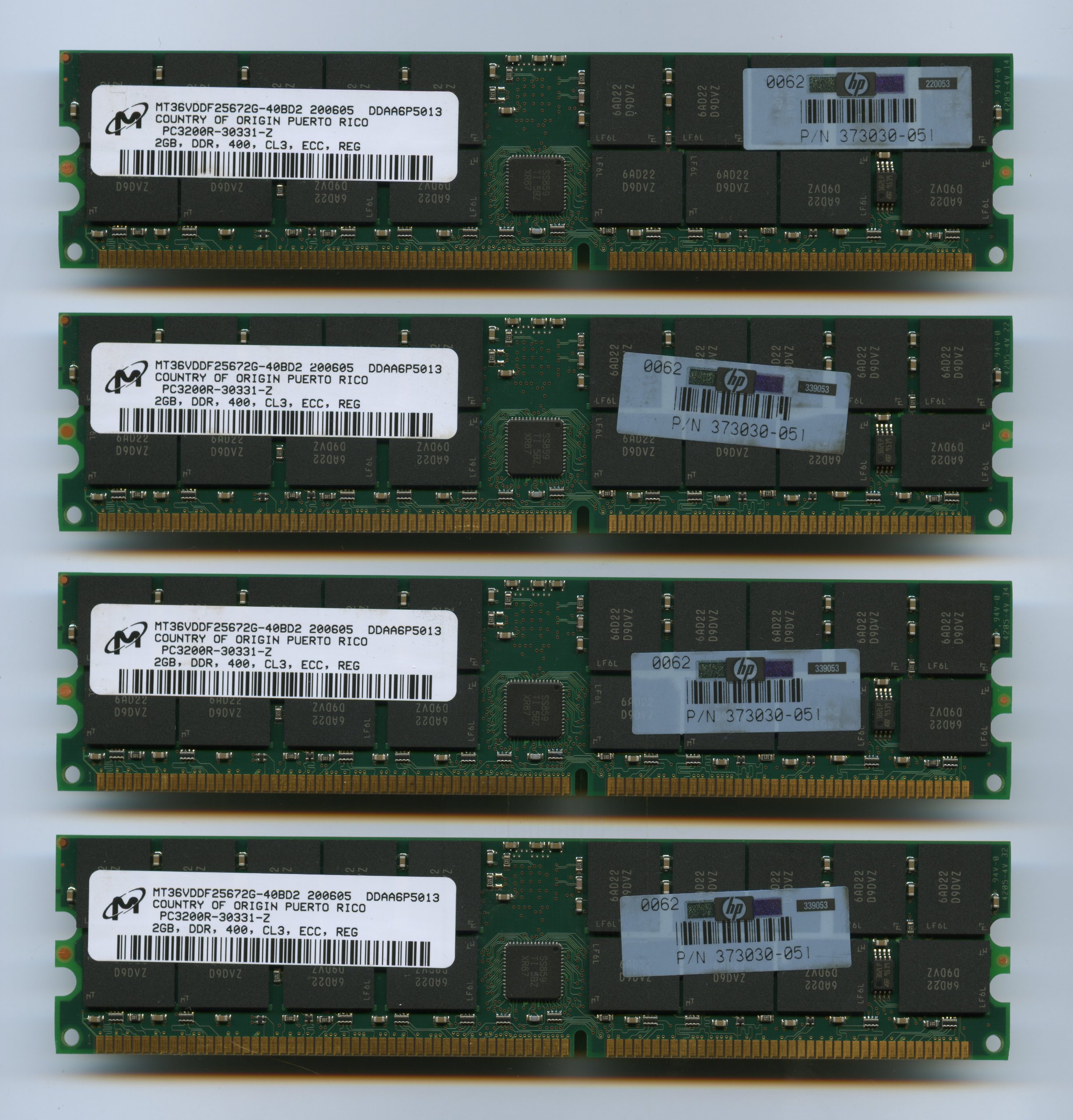 Mémoire RAM Serveur Micron 2 Go PC-3200R DDR 400 ECC Enregistrée – 2 Modules