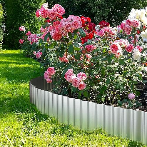 Miniatura 5 de Borde de metal corrugado para jardín, borde resistente, perfecto para macizos de flores y bordes de paisajismo (plata, 8 pulgadas x 20 pies)