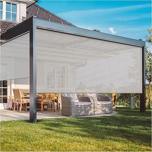 Miniatura 7 de Persianas enrollables para patio y exteriores (6 pies de ancho x 6 pies de alto), materiales mejorados, 95% de bloqueo UV, persianas de patio