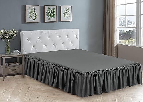 Miniatura 4 de Home Collection - Falda de cama con volantes en la parte superior e inferior de tela con caída de 17 pulgadas (tamaño matrimonial, azul marino)