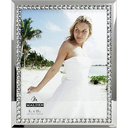 Malden International Designs Malden Brilliance Jewel Mirror Picture Frame, 8x10, Mirrored