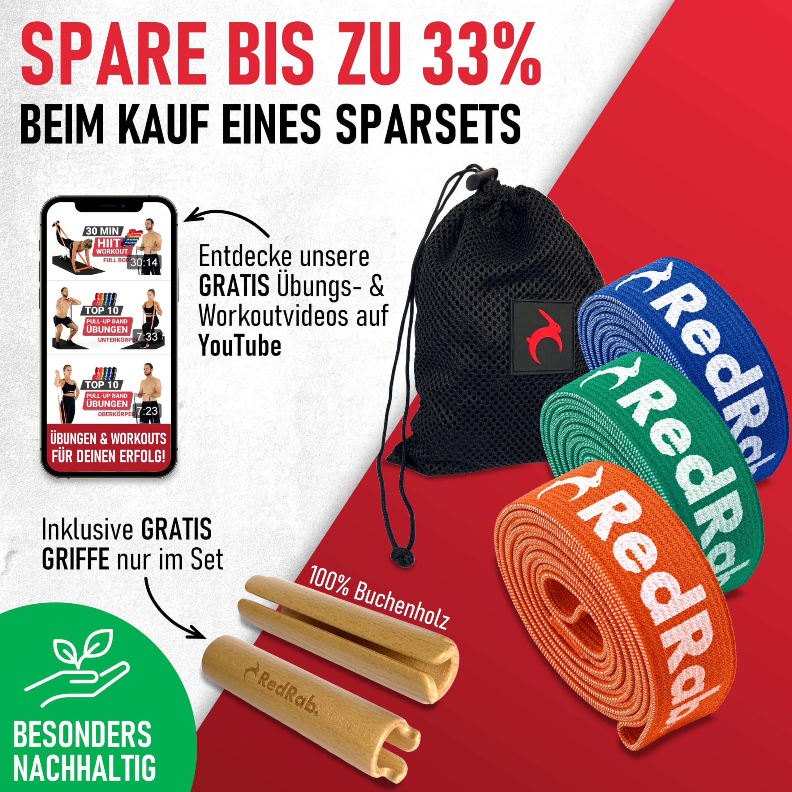 Red Rab Bandas de fitness prémium para el desarrollo muscular,Bandas de resistencia,Juego de bandas de resistencia de tela para el hogar,Terra Band,Banda de resistencia