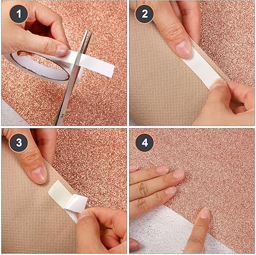 Miniatura 4 de Tatuo Alfombra de pasillo de 55 GSM de grosor con cinta para alfombra para boda, graduación, fiesta, exterior, interior, pasillo (oro rosa