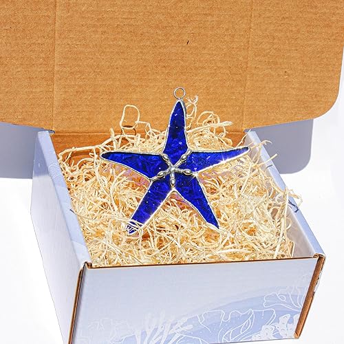 Miniatura 9 de Atrapasoles de estrellas de mar de cristal verde azulado de 3 pulgadas, ideal para decoración del hogar costero, decoración de dormitorio,