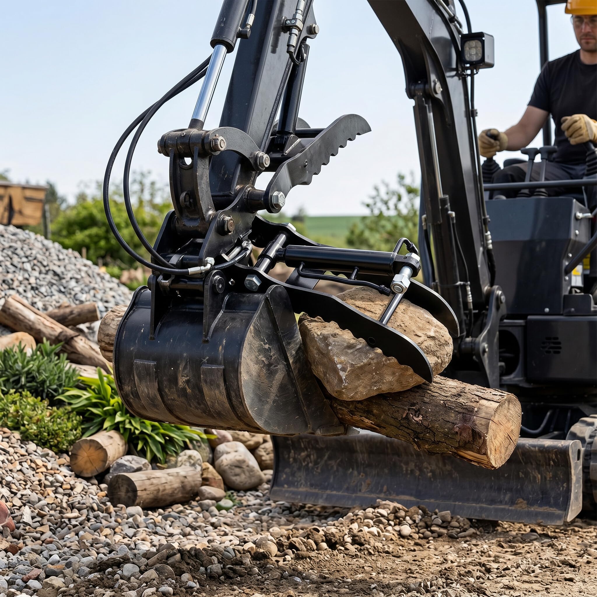 Tnfeeon Clamp/Holder Hidráulico para Pulgar, Accesorio Hidráulico para Miniexcavadora de Acero Mn con 2 Mangueras M14 para Manejo Versátil de Materiales en Sitios de Construcción