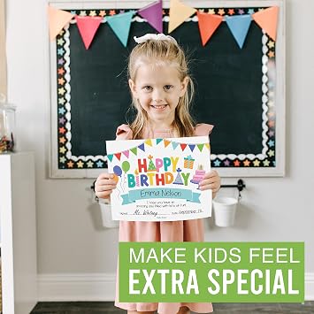 Happy Birthday Certificates for Students -25pcs Classroom Birthday for Kids