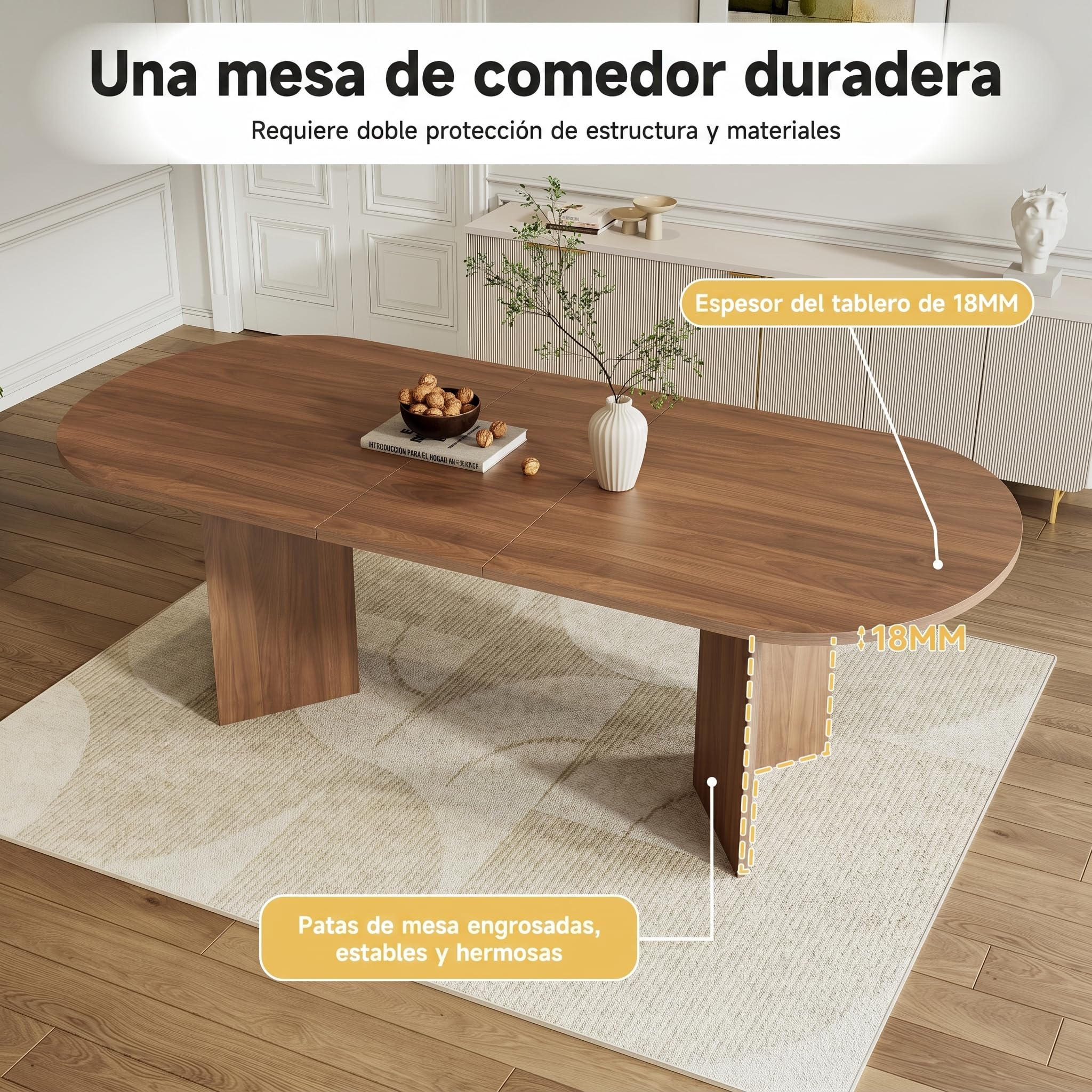 Tavolo da pranzo rotondo allungabile, 160/200 x 90 x 75 cm, tavolo da pranzo allungabile, ovale, tavolo da pranzo, tavolo da pranzo, tavolo da cucina, per 6-8 persone, per cucina, soggiorno (colore