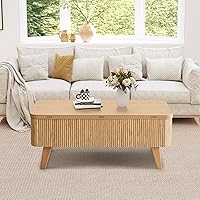 Vista 8 de Mesa de centro 3 en 1 con tapa elevable, mesas de centro convertibles acanaladas que se convierten en mesas de comedor, moderna mesa central de 3