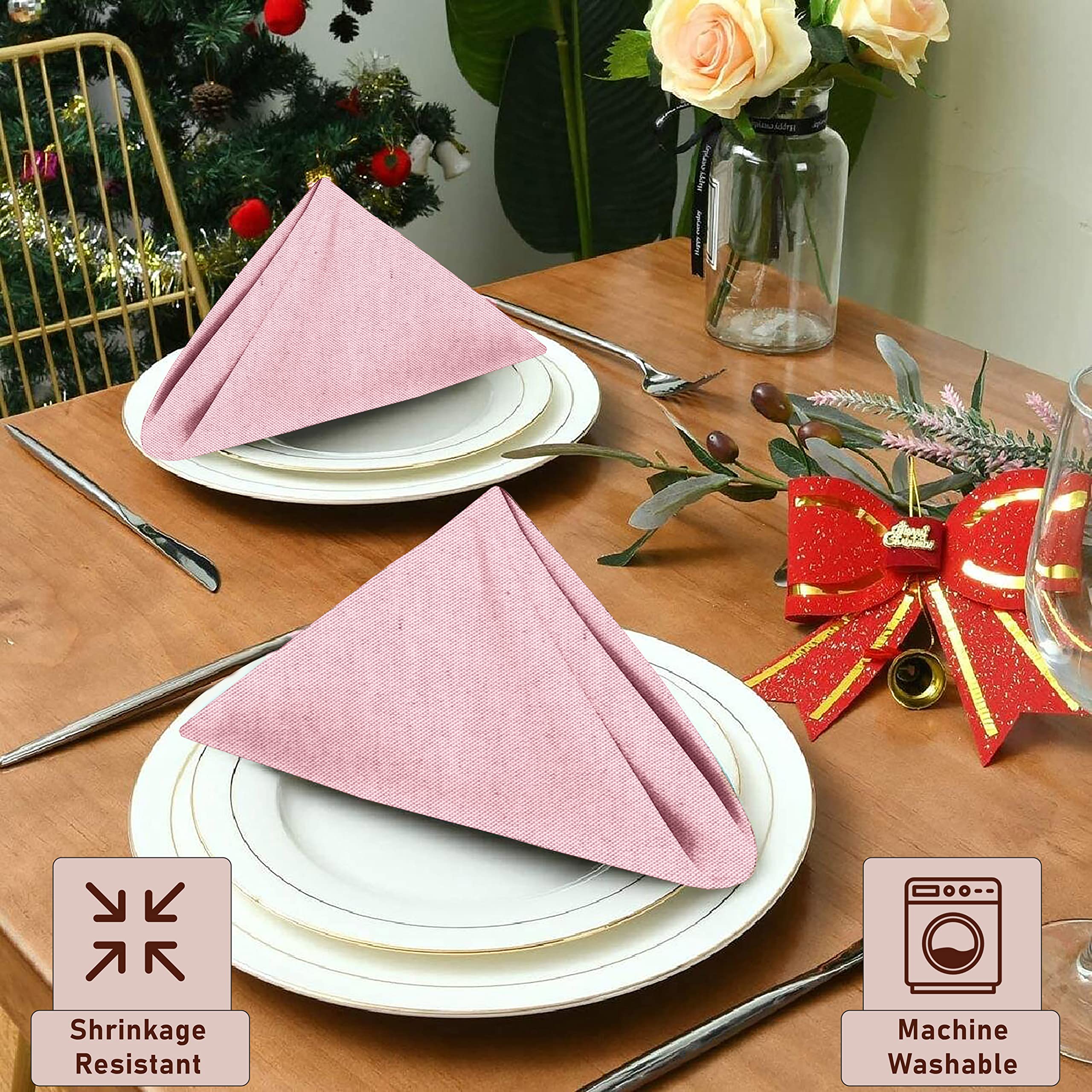 RUVANTI Juego de 12 servilletas de tela reutilizables de 18 x 18 pulgadas, lavables, suaves y duraderas, servilletas de mesa de tela de polialgodón para fiestas, Navidad, Acción de Gracias, bodas,