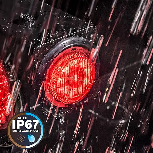 Miniatura 6 de TRUE MODS - 8 luces LED redondas de 2 pulgadas y 12 V DOT FMVSS 108 SAE P2 lente reflector ojales y enchufes montaje empotrado impermeable IP67