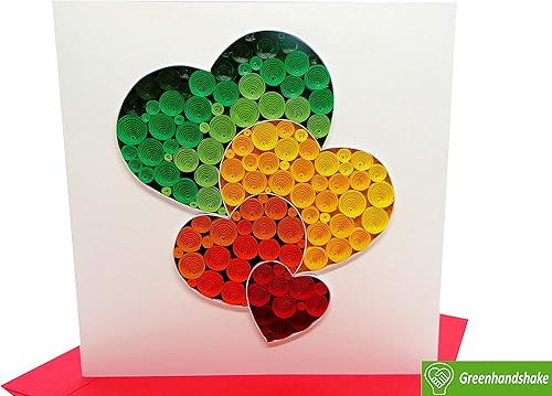 Miniatura 3 de GREENHANDSHAKE Art 4 corazones, tarjeta de felicitación de arte quilling para cumpleaños, día de San Valentín, día de la madre, aniversario