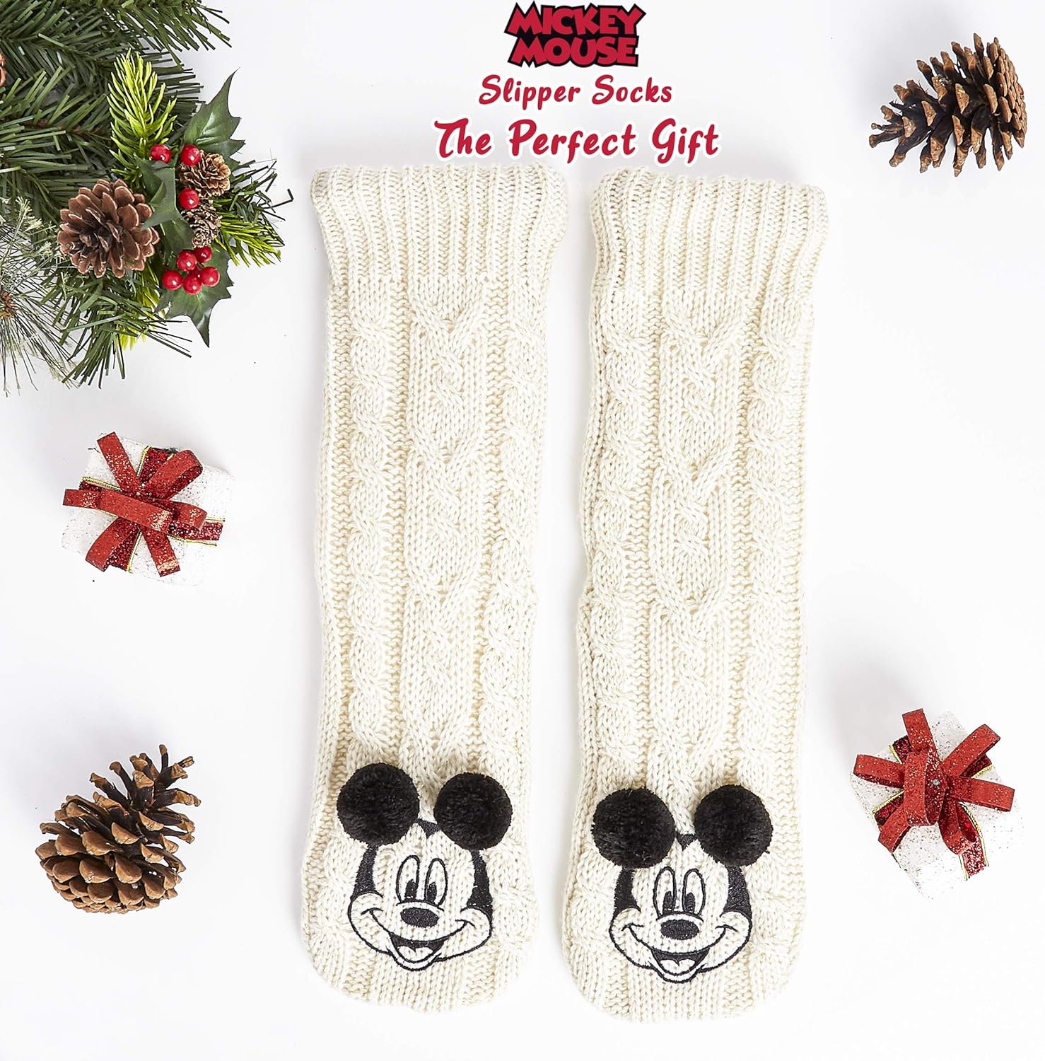 Disney Socks for Women Teens, US Size 4-9, Non Slip & Fluffy Fleece Slipper Socks, Soft, Warm, Breathable, Gifts for Her - Image 4