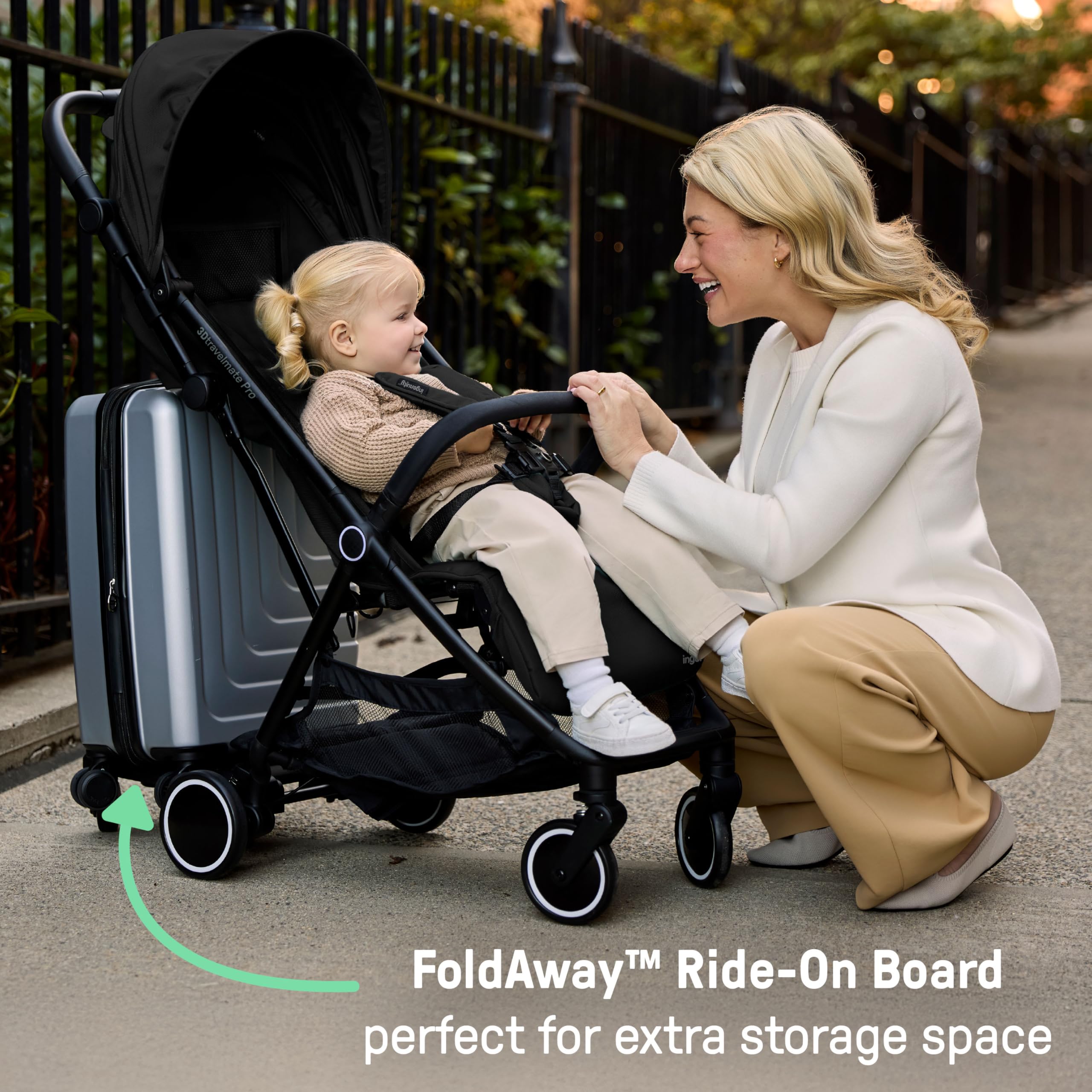 Ingenuity Marchepied pliable avec siège amovible, 2 en 1 pour enfants debout ou assis, pliable avec poussette, compatible avec poussette 3DSuite