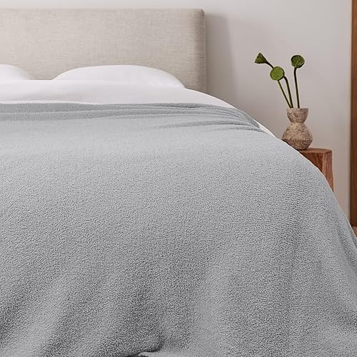 Miniatura 6 de Knit - Manta de cama acogedora de felpa, suave y mullida, tamaño Queen, manta de cama de lujo de 90 x 90 pulgadas, color gris