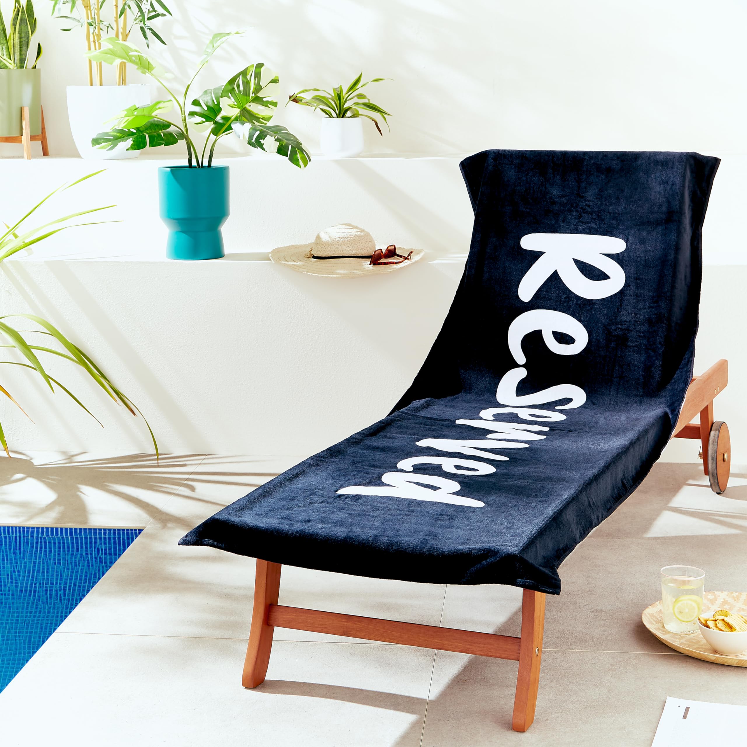 Catherine Lansfield 'Reserved' Beach Sun Lounger Towel in Black