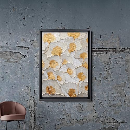 Miniatura 2 de Original Ginkgo biloba Print On Canvas, Modern Textured Gold Wall Art, Abstract Gold Leaves Print, Living room Wall Decor, Modern Art Print, Print