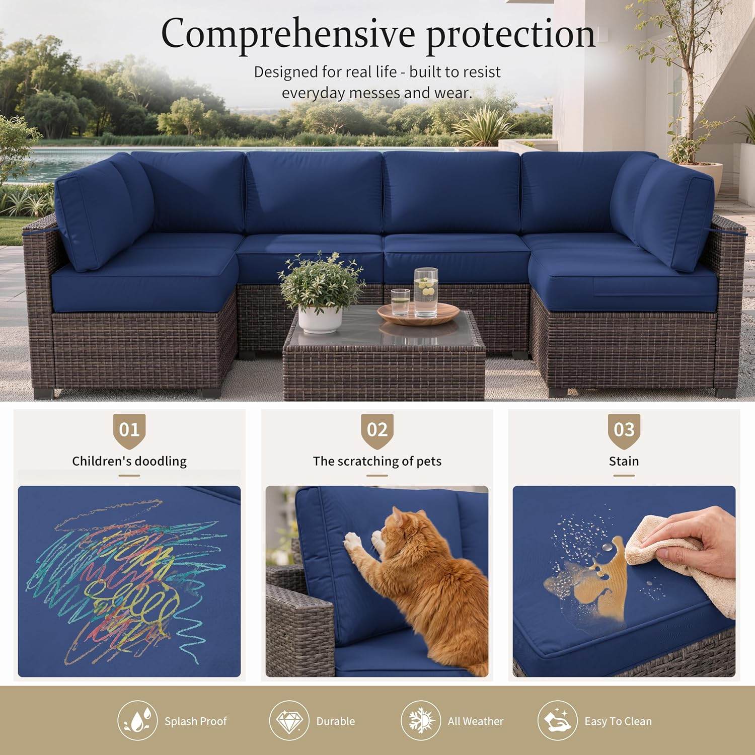 14 Pcs Outdoor Cushion Slipcovers All-Weather Patio Sofa Cover, Covers Only