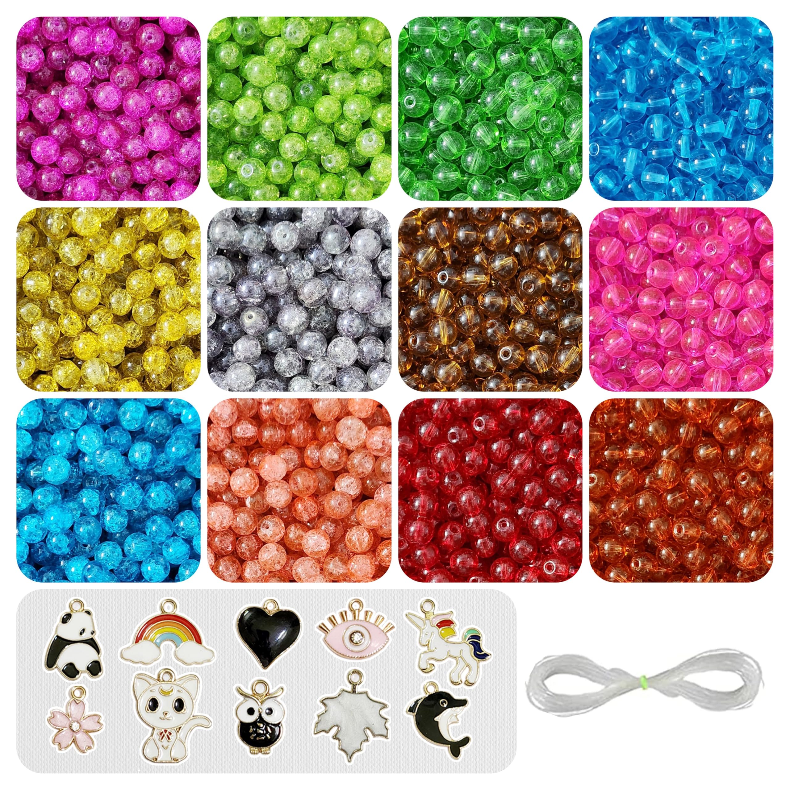REGLET 10 Pcs of Metal Charms & 210 Pcs Crystal + 210 Pcs Sparkle Glass Beads for Jewellery Making Kit - Bead Craft - Glass Beads for Bracelet Making Kit - Size 8 mm - 300 Grams - 7a (B0D9S9C9CK) Amazon Price History, Amazon Price Tracker