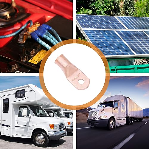 Miniatura 194 de SELTERM - 2 terminales de anillo resistentes para cable de batería, calibre 4 AWG, pernos de 3/8 pulgadas, terminales de calibre 4, ojales de cobre