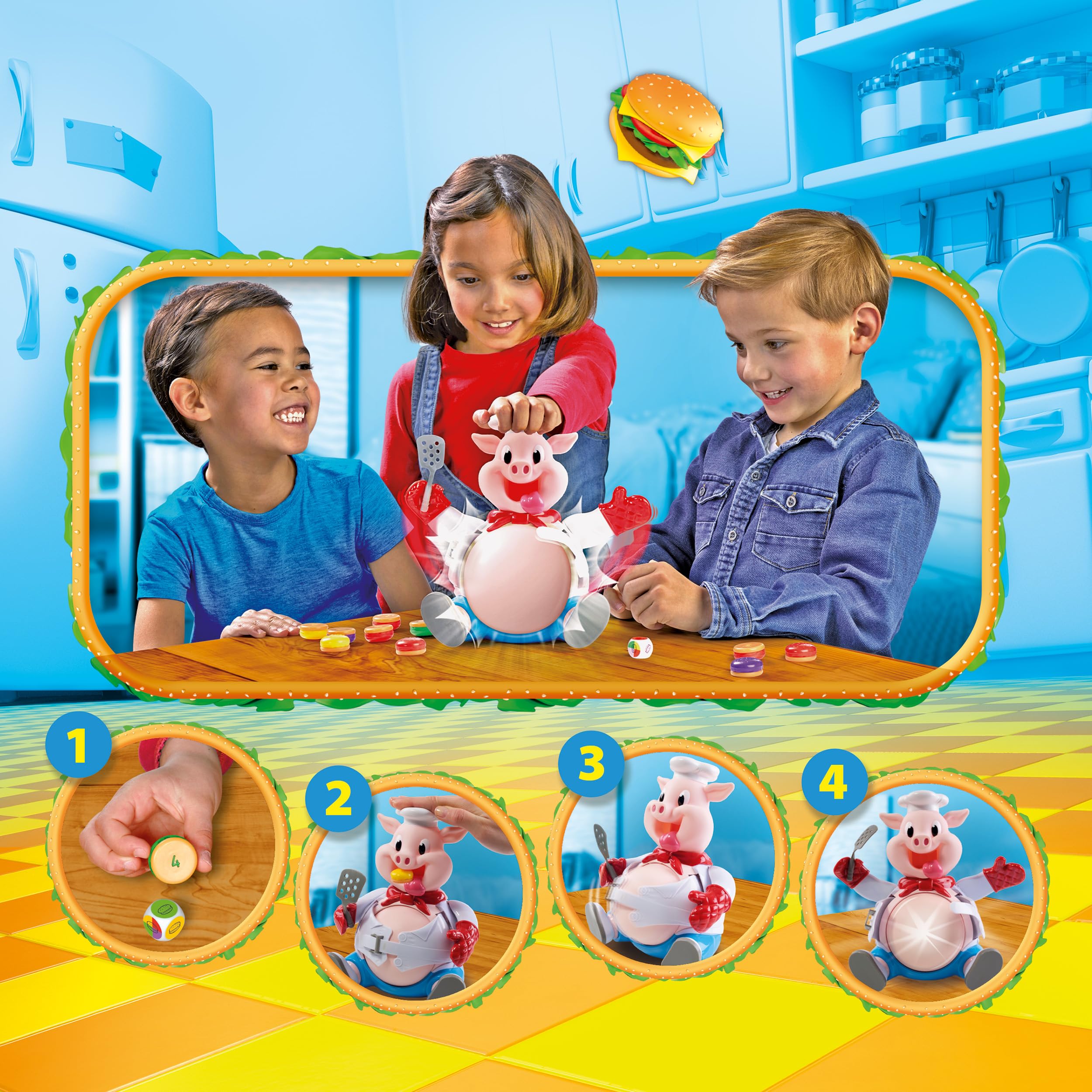 Goliath CUISTO DINGO Jeu de Société Enfants 4 Ans Nourris le Cochon 2-4 Joueurs Français