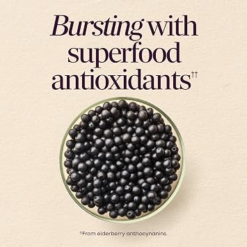Nature's Way Sambucus Kids Elderberry Immune Gummies with Black Elderberry Extract, Daily Immune Support Gummy with Vitamin C and Zinc for Children Ages 2+*, 60 Gummies